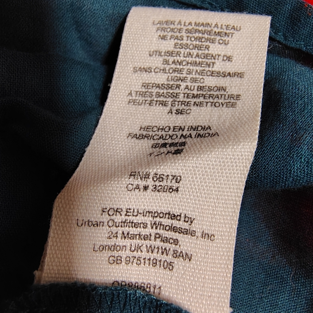 Free People Everything I Know Embroidered Cuteork Teal Peasant Top Women's XS - Picture 10 of 11